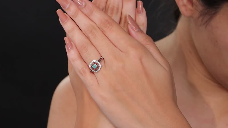 Grandidierite, Brown and White Zircon 1.00 ctw Ring in Rhodium Over Sterling Silver (Size 10.0)