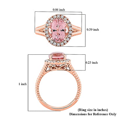 Certified & Appraised Luxoro 10K Rose Gold AAA Madagascar Pink Morganite, Diamond (G-H, I2) (0.29 cts) Split Shank Halo Ring (Size 12.0) 2.75 ctw