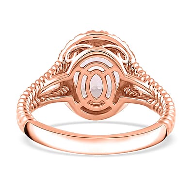 Certified & Appraised Luxoro 10K Rose Gold AAA Madagascar Pink Morganite, Diamond (G-H, I2) (0.29 cts) Split Shank Halo Ring (Size 5.0) 2.75 ctw