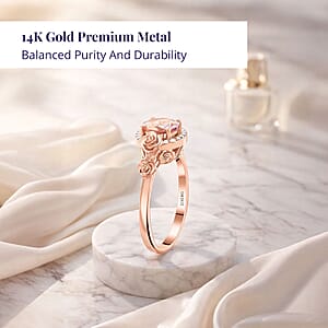 Certified & Appraised Luxoro AAA Pink Morganite and G-H I2 Diamond 2.75 ctw Split Shank Halo Ring in 10K Rose Gold (Size 6.0)