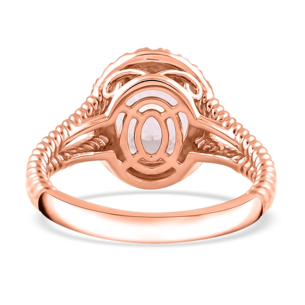 Certified & Appraised Luxoro AAA Pink Morganite and G-H I2 Diamond 2.75 ctw Split Shank Halo Ring in 10K Rose Gold (Size 7.0) image number 4