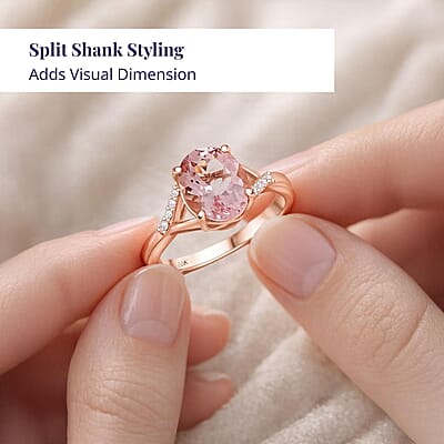Certified & Appraised Luxoro 10K Rose Gold AAA Pink Morganite, Diamond (G-H, I2) Ring (Size 11.0) 3.50 ctw