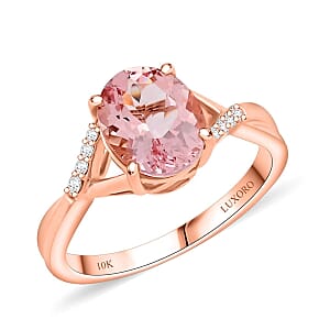 Certified & Appraised Luxoro 10K Rose Gold AAA Pink Morganite, Diamond (G-H, I2) Ring (Size 12.0) 3.50 ctw