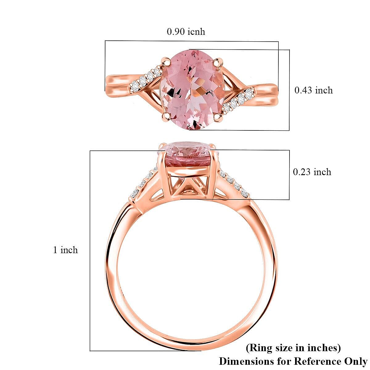 Certified & Appraised Luxoro 10K Rose Gold AAA Pink Morganite, Diamond (G-H, I2) Ring (Size 12.0) 3.50 ctw image number 5