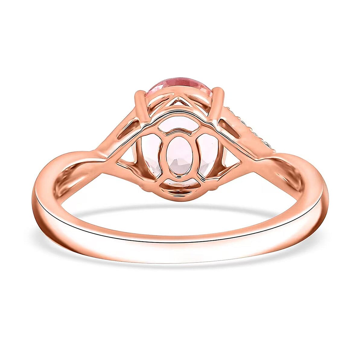 Certified & Appraised Luxoro 10K Rose Gold AAA Pink Morganite, Diamond (G-H, I2) Ring (Size 12.0) 3.50 ctw image number 6