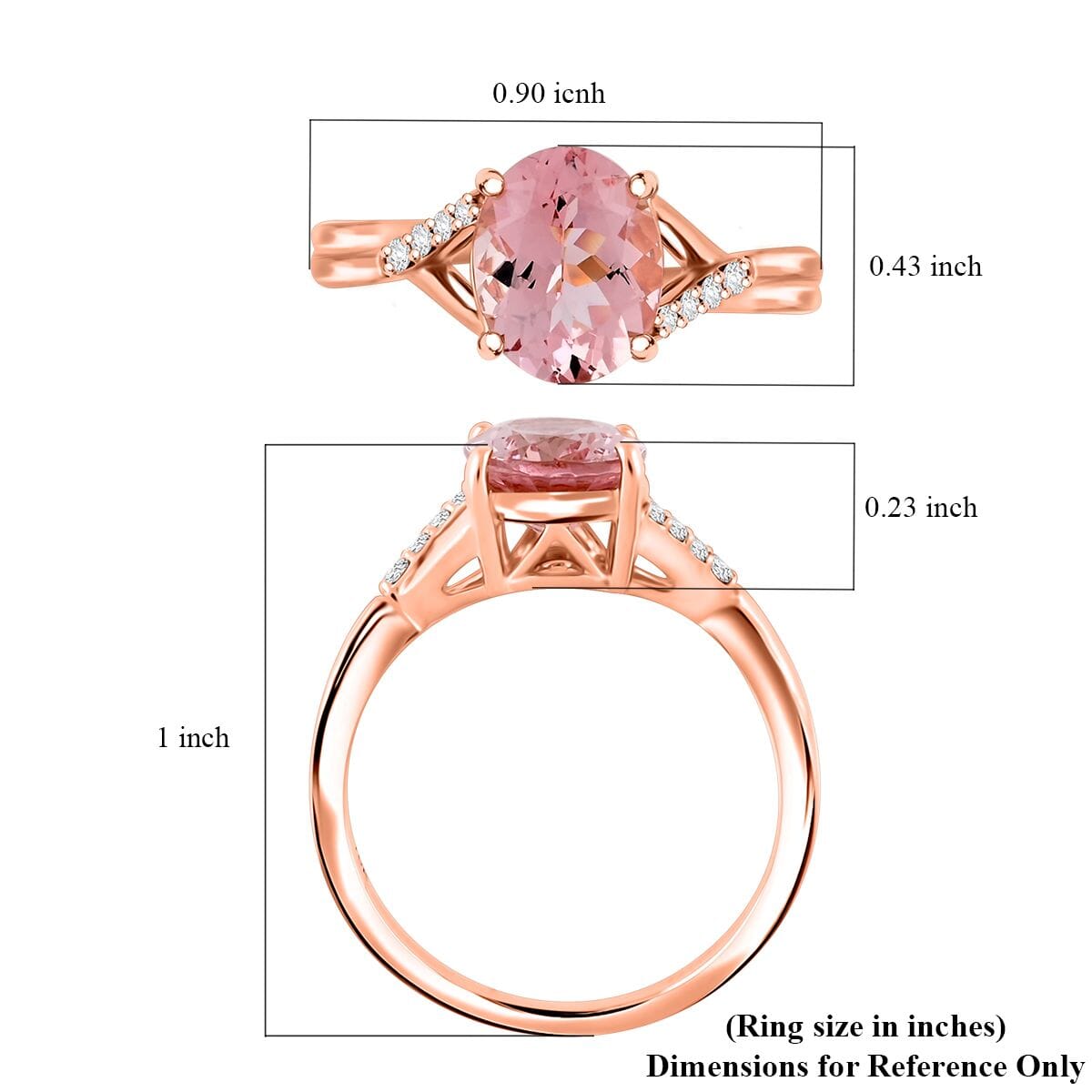 Certified & Appraised Luxoro AAA Pink Morganite and G-H I2 Diamond 3.50 ctw Ring in 10K Rose Gold (Size 8.0) image number 5