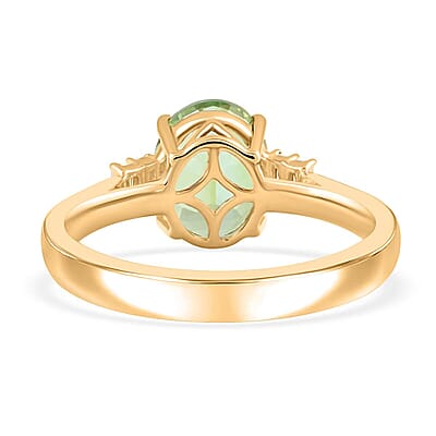 Certified & Appraised Luxoro 10K Yellow Gold AAA Green Tourmaline, Diamond (G-H, I2) (0.34 cts) Ring (Size 5.0) 3.10 ctw