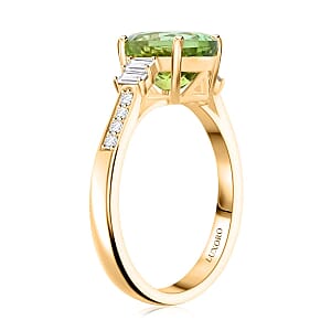 Certified & Appraised Luxoro 10K Yellow Gold AAA Green Tourmaline, Diamond (G-H, I2) (0.34 cts) Ring (Size 7.5) 3.10 ctw
