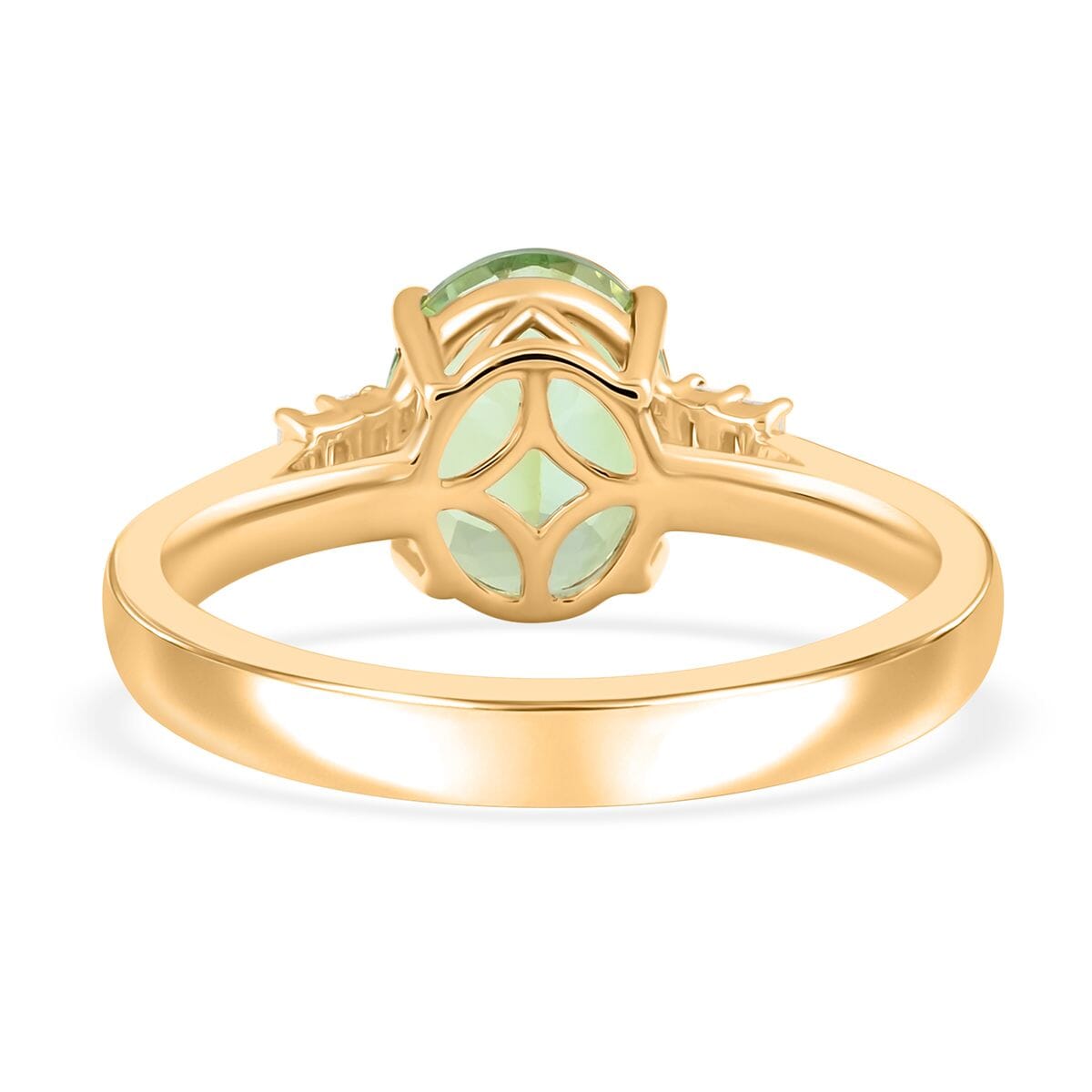 Certified & Appraised Luxoro AAA Golconda Green Tourmaline and G-H I2 Diamond 3.10 ctw Ring in 10K Yellow Gold (Size 8.0) image number 4