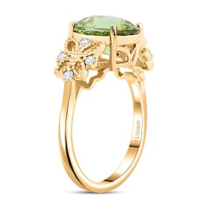 Certified & Appraised Luxoro AAA Golconda Green Tourmaline and G-H I2 Diamond 3.75 ctw Ring in 10K Yellow Gold (Size 7.0)