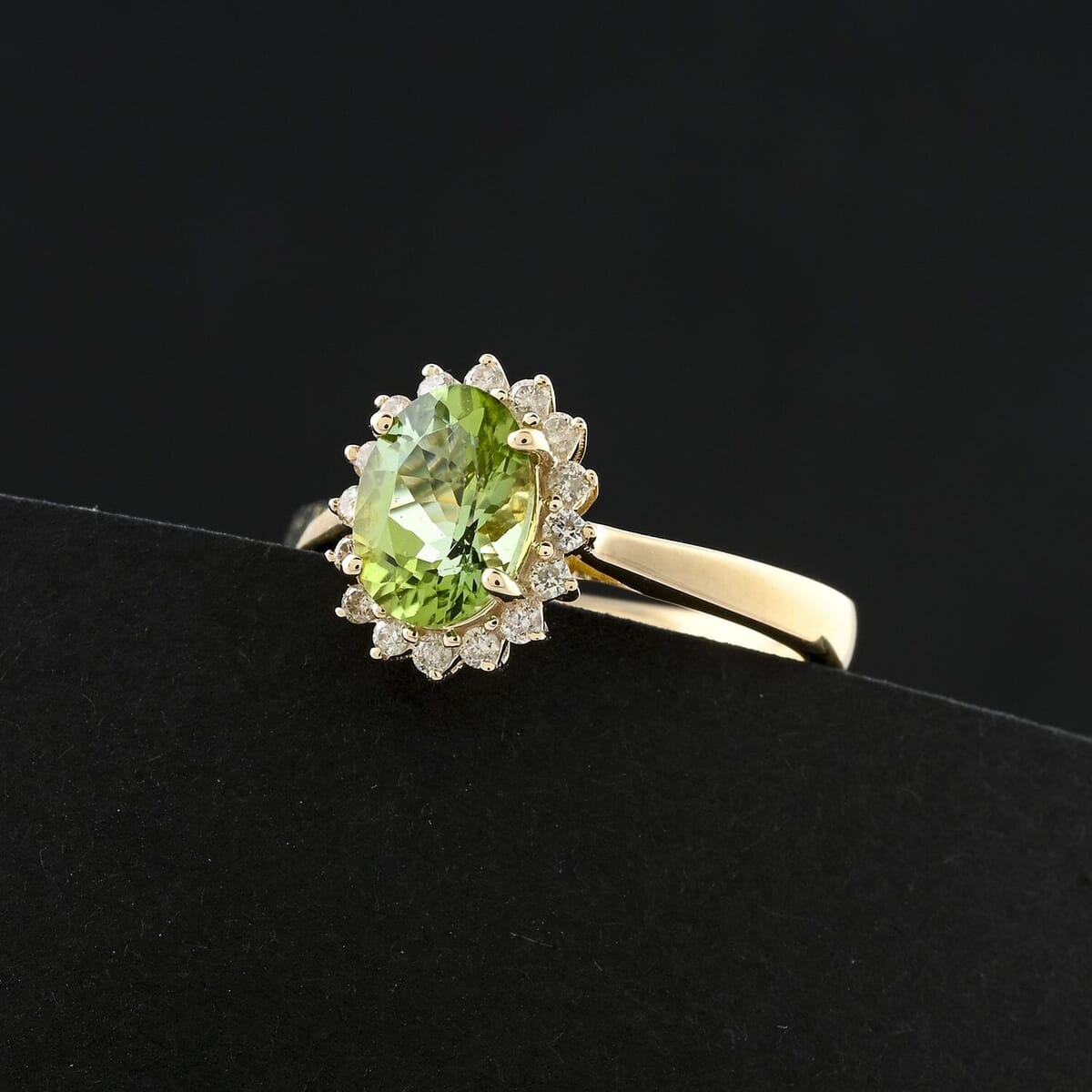 Certified & Appraised Luxoro 10K Yellow Gold AAA Golconda Green Tourmaline, Diamond (G-H, I2) (0.19 cts) Ring (Size 5.0) 1.60 ctw image number 1