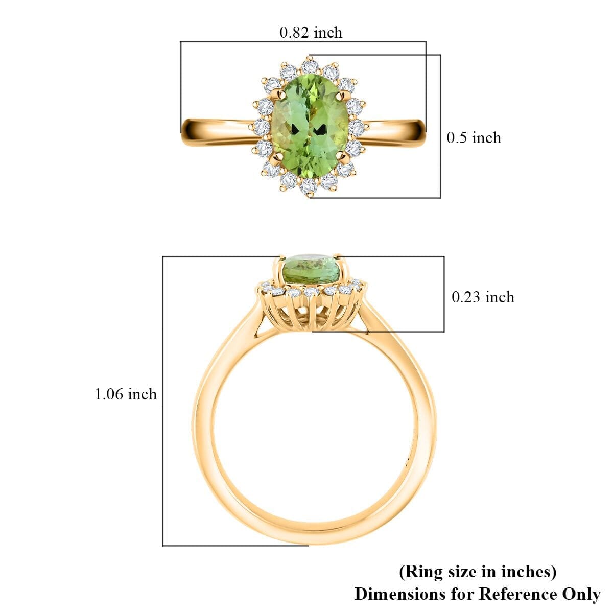 Certified & Appraised Luxoro 10K Yellow Gold AAA Golconda Green Tourmaline, Diamond (G-H, I2) (0.19 cts) Ring (Size 5.0) 1.60 ctw image number 5