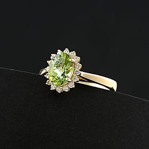 Luxoro AAA Cruzeiro Tourmaline and G-H I2 Diamond 1.60 ctw Ring in 10K Yellow Gold (Size 7.0)