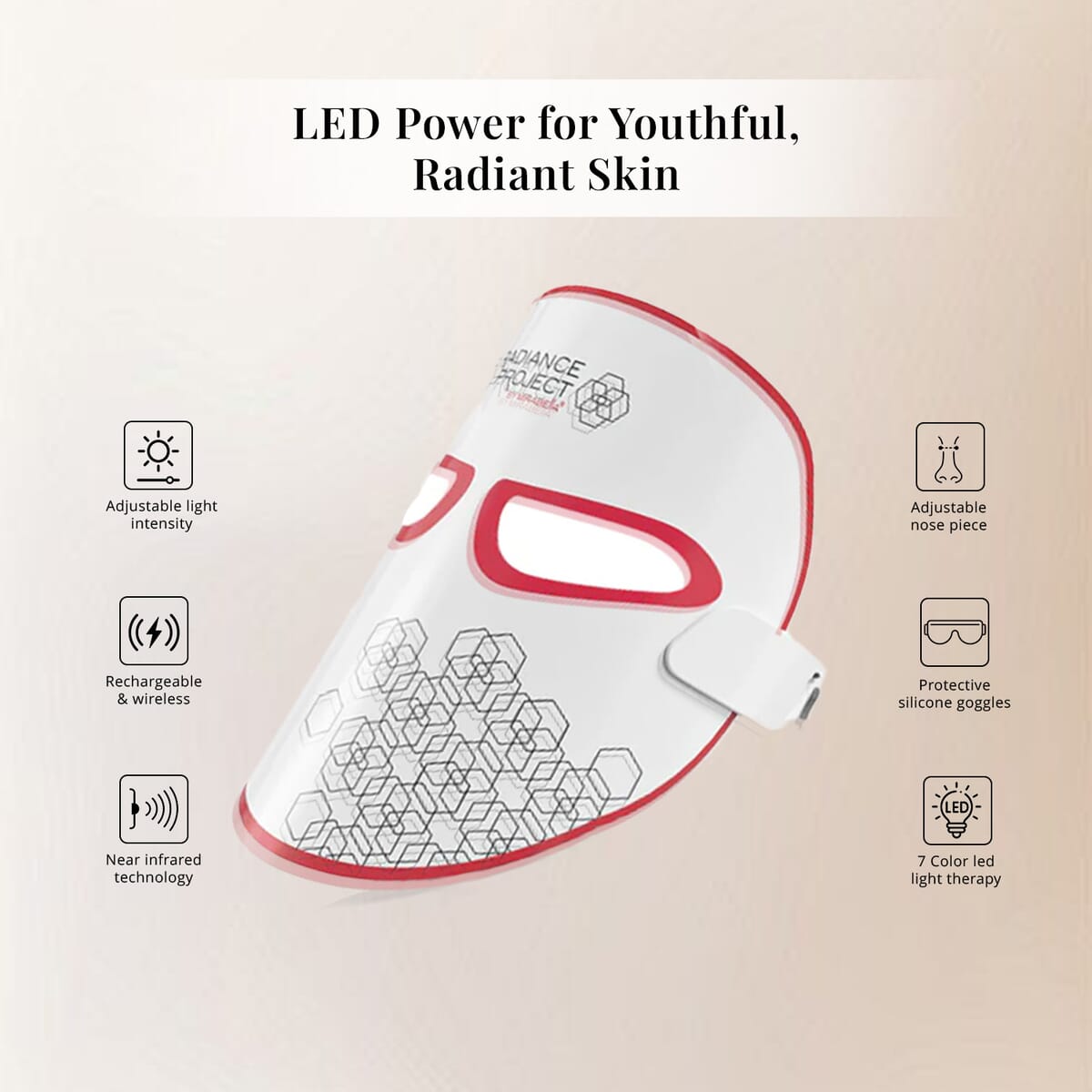 Mirabella FDA Approved Phototherapy 7-Color LED Facial Mask with Infrared (1 Year Vendor Warranty) image number 3