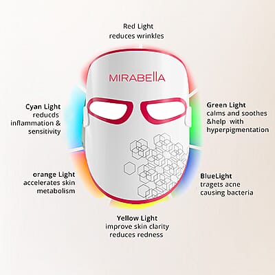 Mirabella FDA Approved Phototherapy 7-Color LED Facial Mask with Infrared (1 Year Vendor Warranty)