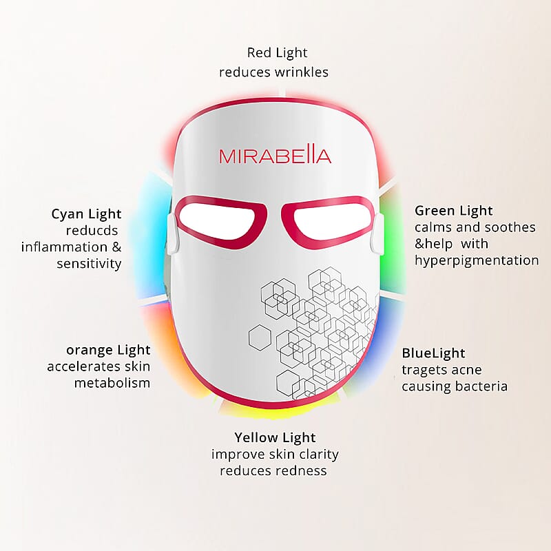 Mirabella FDA Approved Phototherapy 7-Color LED Facial Mask with Infrared (1 Year Vendor Warranty)