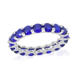 Premium Tanzanian Blue Spinel (DF) 3.75 ctw Eternity Love Ring in Rhodium Over Sterling Silver (Size 5.0)