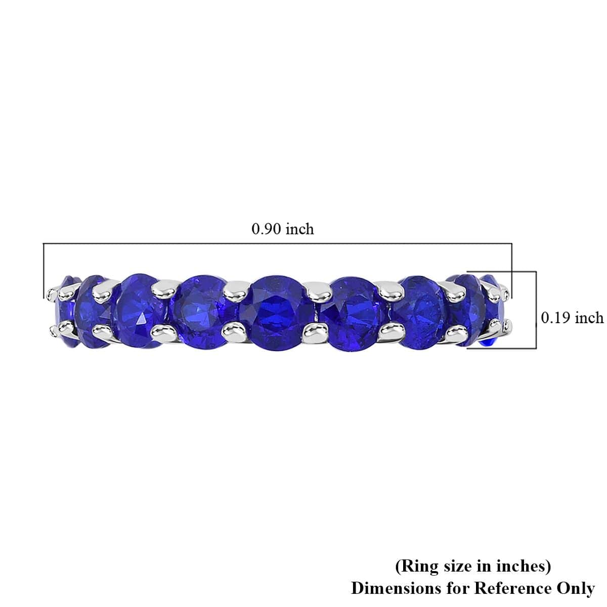 Premium Tanzanian Blue Spinel (DF) 3.75 ctw Eternity Love Ring in Rhodium Over Sterling Silver (Size 5.0) image number 5