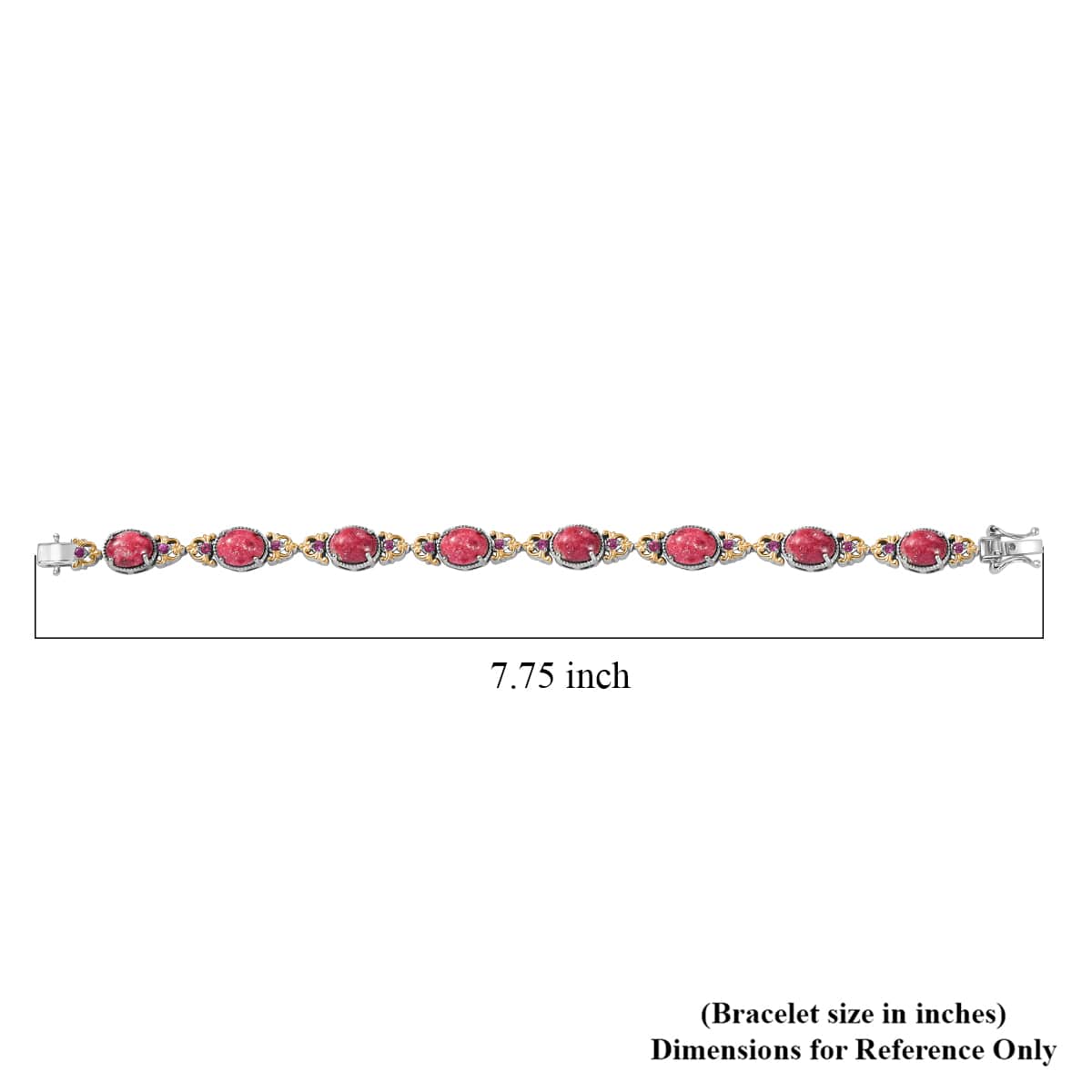 Karis Norwegian Thulite and Orissa Rhodolite Garnet 19.70 ctw Victorian Filigree Bracelet in 18K YG Plated and Platinum Bond (7.25 In) image number 4