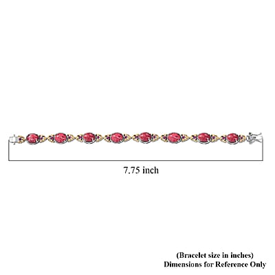 Karis Norwegian Thulite and Orissa Rhodolite Garnet 19.70 ctw Victorian Filigree Bracelet in 18K YG Plated and Platinum Bond (7.25 In)