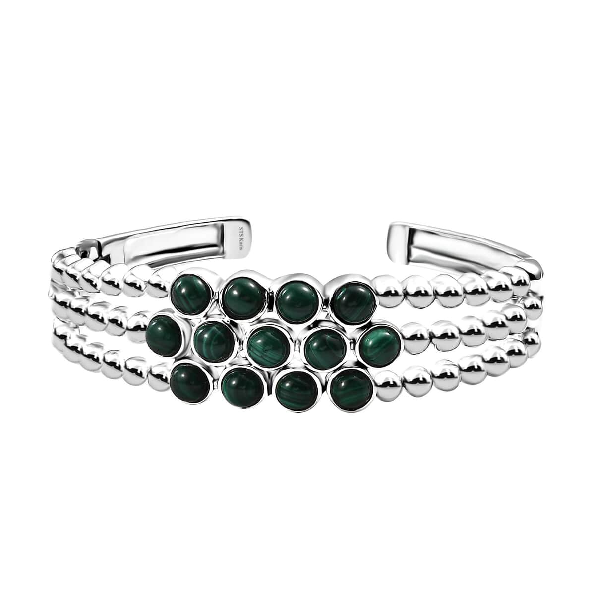 Karis African Malachite 16.40 ctw Cuff Bracelet in Platinum Bond (7.25 In) image number 0