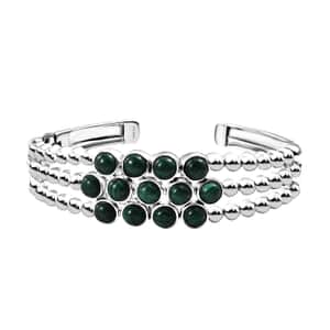 Karis African Malachite 16.40 ctw Cuff Bracelet in Platinum Bond (7.25 In)