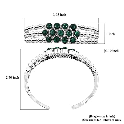 Karis African Malachite 16.40 ctw Cuff Bracelet in Platinum Bond (7.25 In)