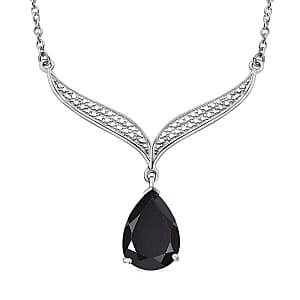 Thai Black Spinel 4.60 ctw Necklace in Rhodium Over Sterling Silver 18 Inches