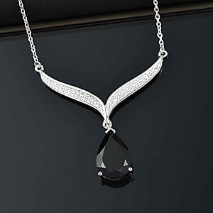 Thai Black Spinel 4.60 ctw Necklace in Rhodium Over Sterling Silver 18 Inches