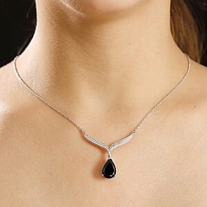 Thai Black Spinel 4.60 ctw Necklace in Rhodium Over Sterling Silver 18 Inches