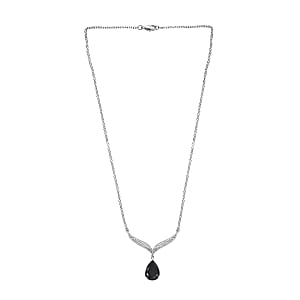 Thai Black Spinel 4.60 ctw Necklace in Rhodium Over Sterling Silver 18 Inches