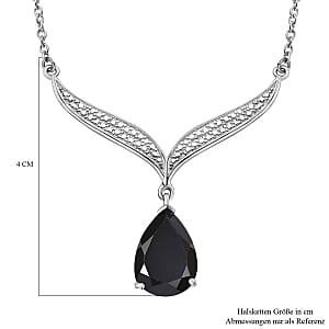Thai Black Spinel 4.60 ctw Necklace in Rhodium Over Sterling Silver 18 Inches