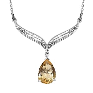 Citrine 4.60 ctw Necklace in Rhodium Over Sterling Silver 18 Inches