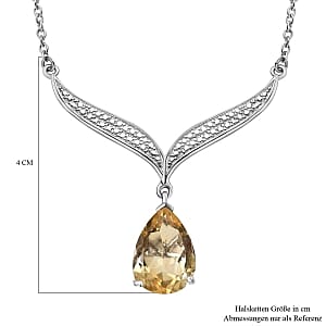 Citrine 4.60 ctw Necklace in Rhodium Over Sterling Silver 18 Inches