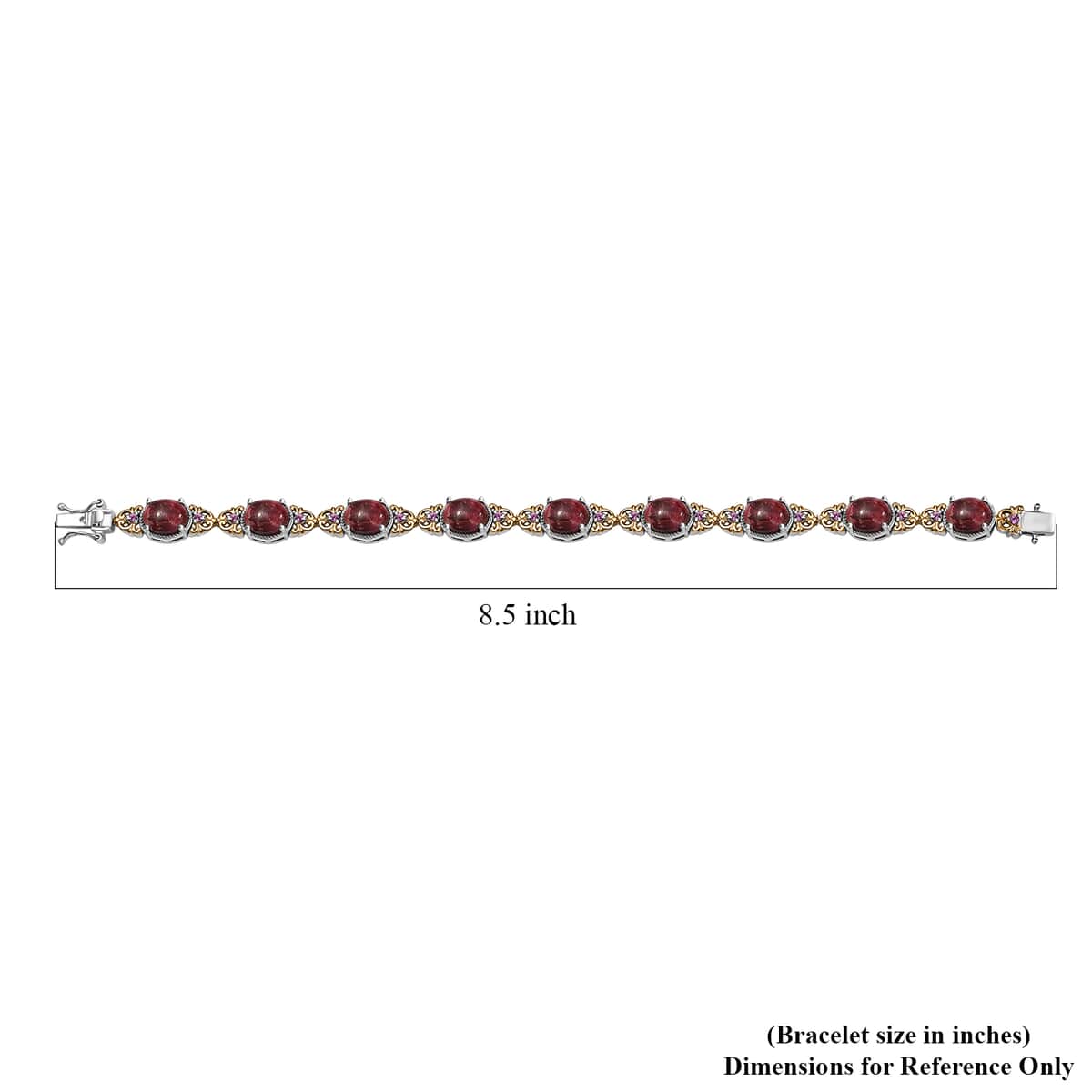 Karis Norwegian Thulite and Orissa Rhodolite Garnet 22.15 ctw Victorian Filigree Bracelet in 18K YG Plated and Platinum Bond (8.00 In) (Del. in 10-12 Days) image number 4