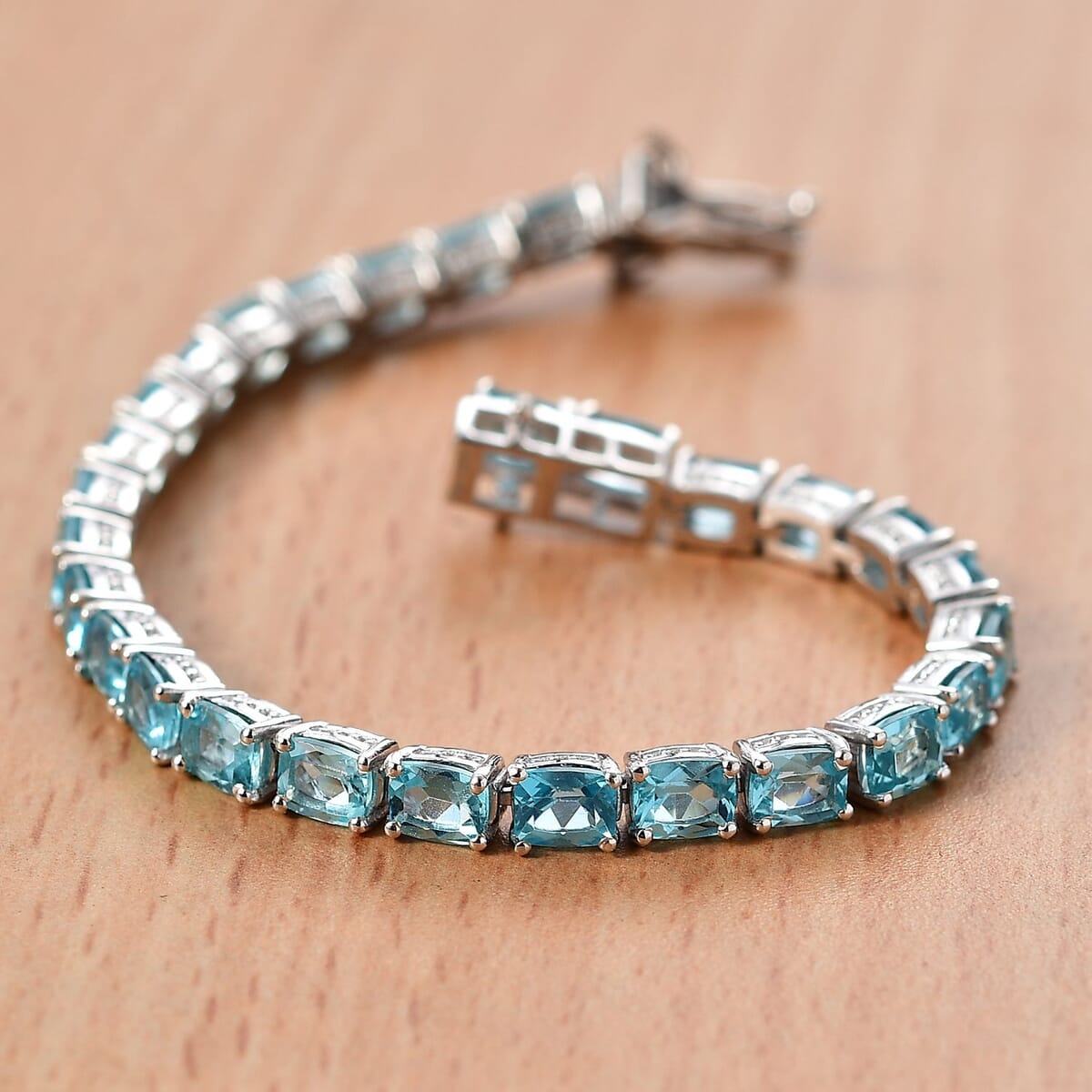 Betroka Blue Apatite 12.40 ctw Serenity Vine Bracelet in Rhodium Over Sterling Silver (6.50 In) image number 1