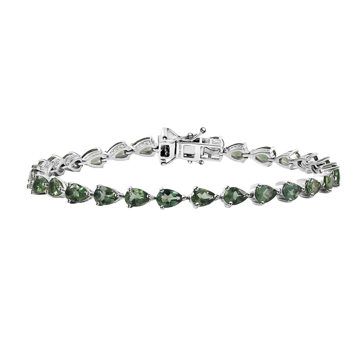 Natural Green Apatite 11.90 ctw Serenity Vine Bracelet in Rhodium Over Sterling Silver (8.00 In) image number 0