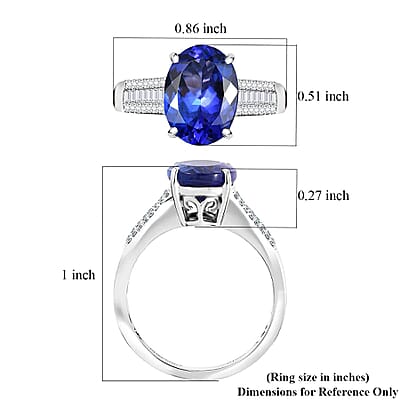 Rhapsody 950 Platinum AAAA Tanzanite, Diamond (E-F, VS2) (0.33 cts) Ring (Size 11.0) (6.10 g) 4.35 ctw
