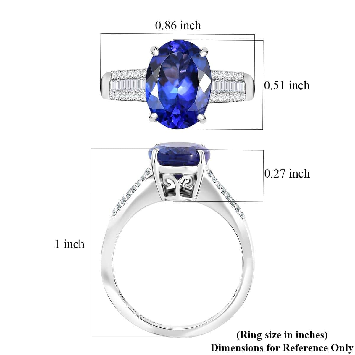 Rhapsody 950 Platinum AAAA Tanzanite, Diamond (E-F, VS2) (0.33 cts) Ring (Size 12.0) (6.10 g) 4.35 ctw image number 5