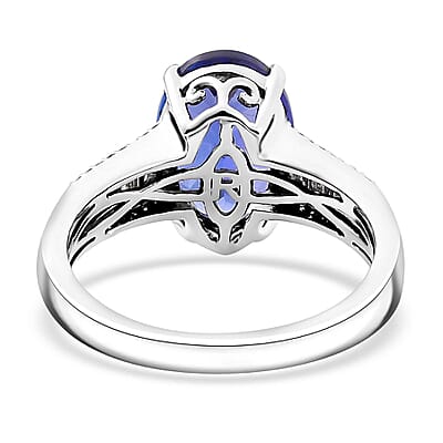 The Jennilee Certified & Appraised Rhapsody AAAA Tanzanite and E-F VS2 Diamond 4.35 ctw Statement Ring in 950 Platinum (Size 6.0) 6.10 Grams