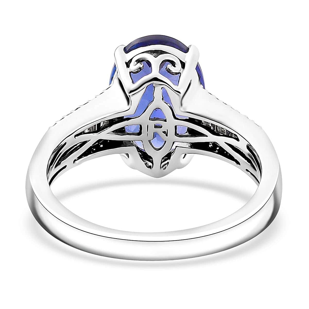 Rhapsody 950 Platinum AAAA Tanzanite, Diamond (E-F, VS2) (0.33 cts) Ring (Size 6.5) (6.10 g) 4.35 ctw image number 4