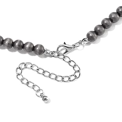 Blue Howlite and Resin 150.00 ctw Floral Necklace 24-28 Inches in Silvertone