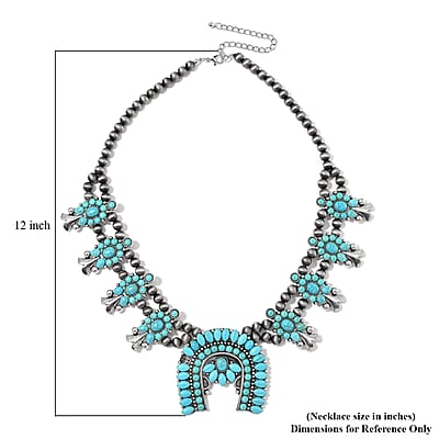 Blue Howlite and Resin 150.00 ctw Floral Necklace 24-28 Inches in Silvertone