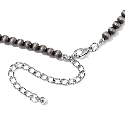Blue Howlite and Resin 90.00 ctw Necklace 24-28 Inches in Silvertone
