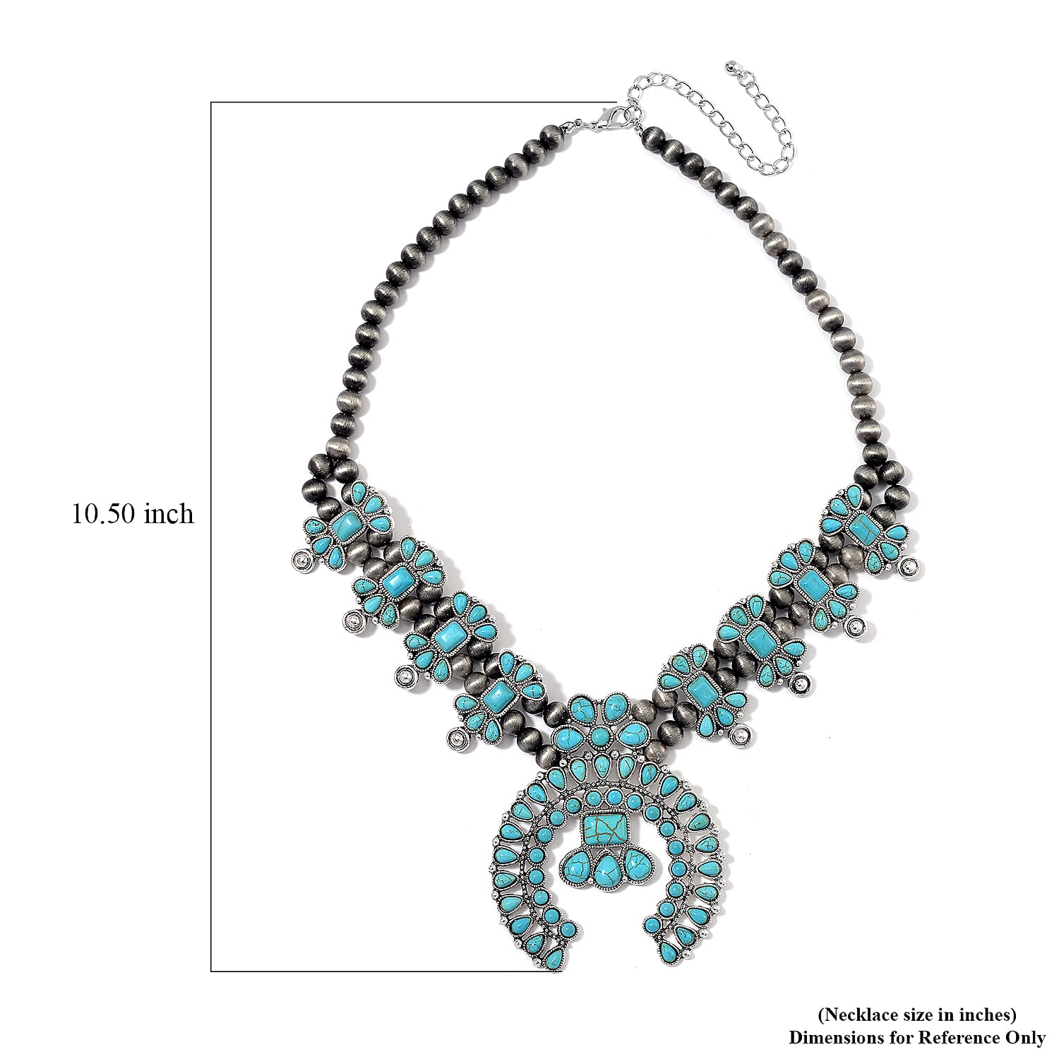 Blue Howlite and Resin 90.00 ctw Necklace 24-28 Inches in Silvertone