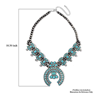 Blue Howlite and Resin 90.00 ctw Necklace 24-28 Inches in Silvertone