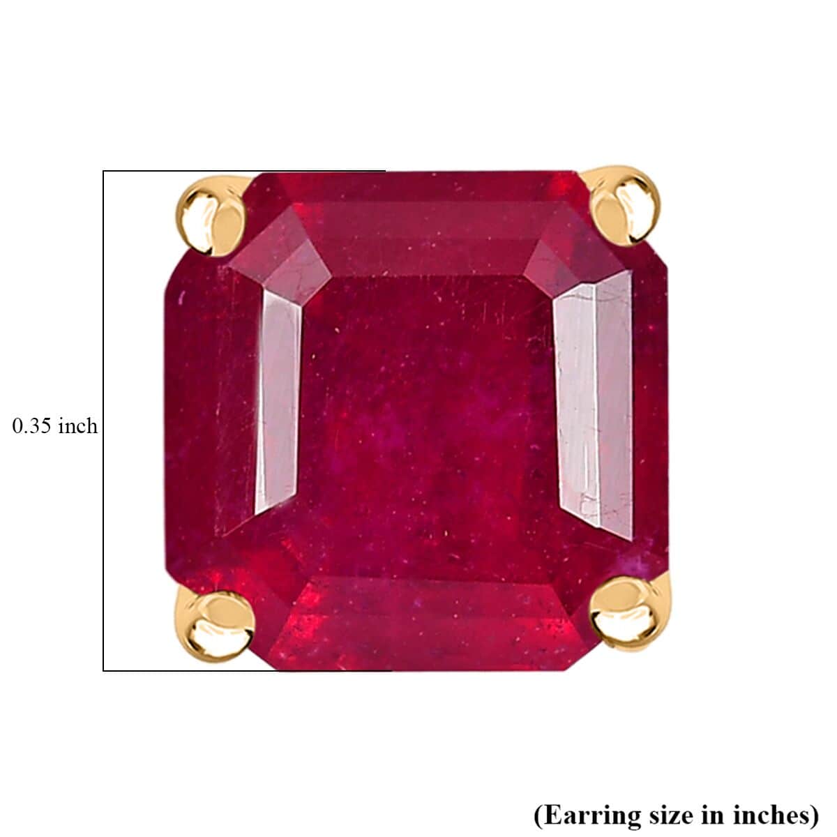 Premium Niassa Ruby (FF) 7.90 ctw Stud Earrings in 18K Vermeil Yellow Gold Over Sterling Silver (Del. in 10-12 Days) image number 4