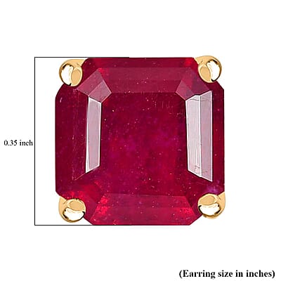 D'Joy Premium Niassa Ruby (FF) 7.90 ctw Stud Earrings in 18K Vermeil Yellow Gold Over Sterling Silver