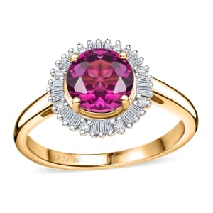 Certified & Appraised Luxoro AAA Radiant Ember Garnet and G-H I2 Diamond 1.63 ctw Ring in 10K Yellow Gold (Size 10.0)