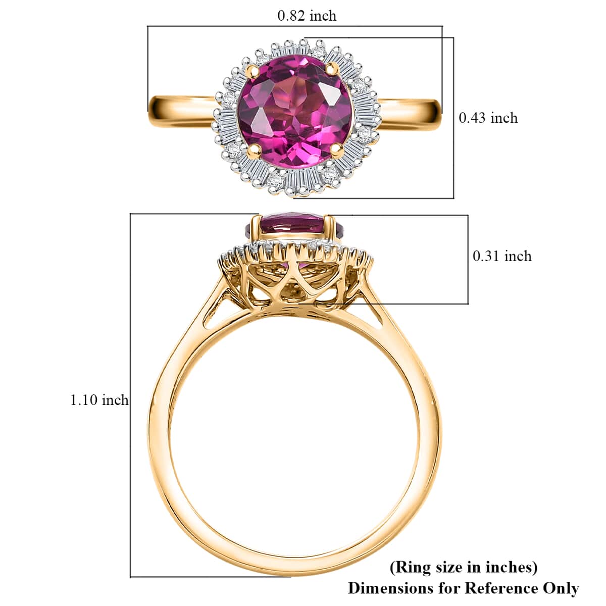 Certified & Appraised Luxoro AAA Radiant Ember Garnet and G-H I2 Diamond 1.63 ctw Ring in 10K Yellow Gold (Size 10.0) image number 5